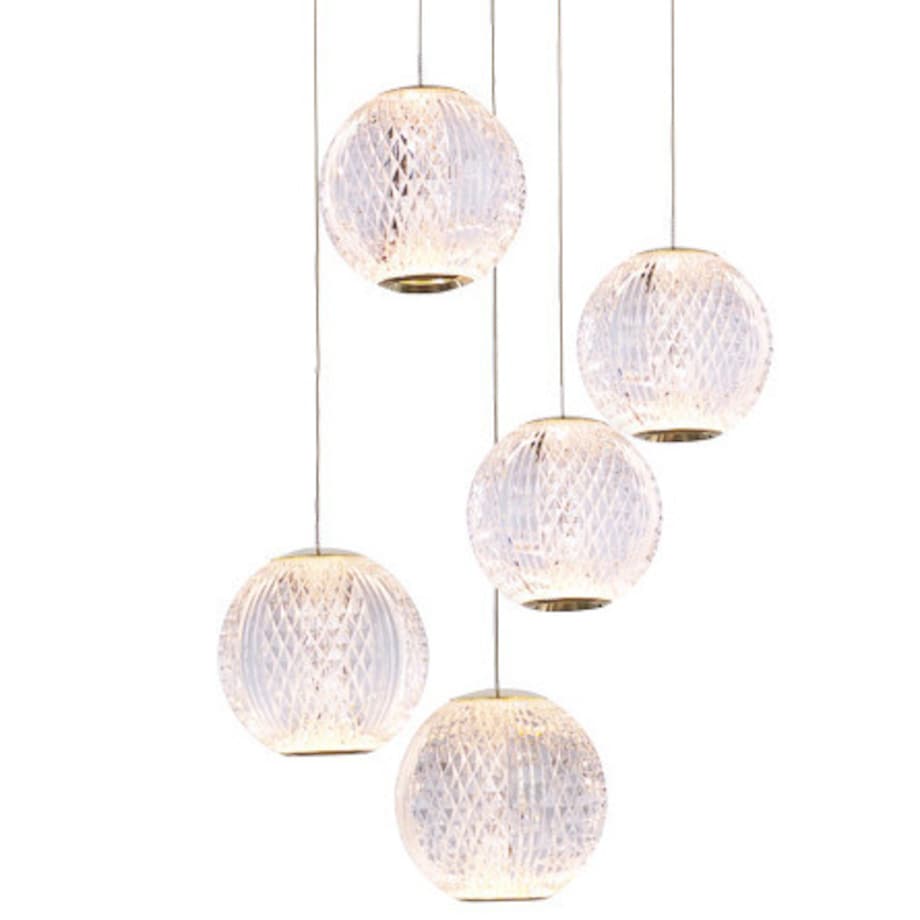 Wisząca LAMPA kaskada ROSARIO PND-12220121-5A-GD Italux szklana OPRAWA zwis LED 21W 3000K glamour przezroczysty