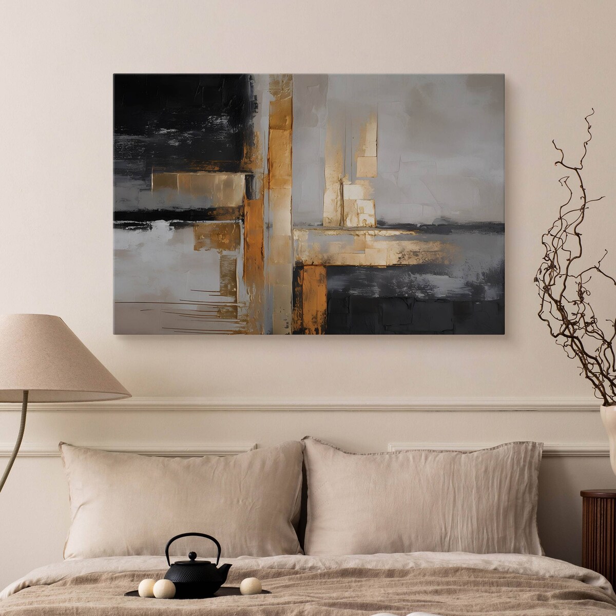 Obraz Ścienny Do Salonu Sypialni Abstrakcja Złoto Styl Glamour 70x50cm