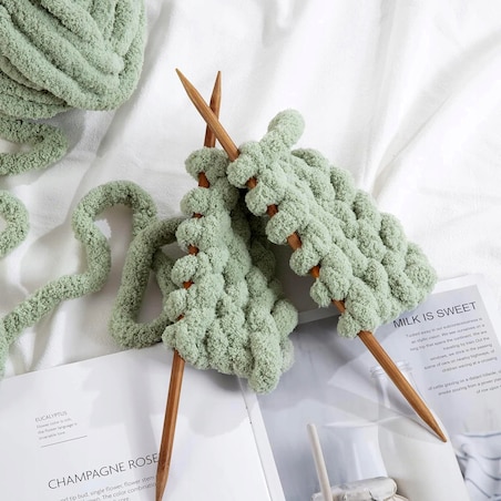 Włóczka do szydełkowania wyplatania bardzo gruba Chenille 20 mm żółta #7
