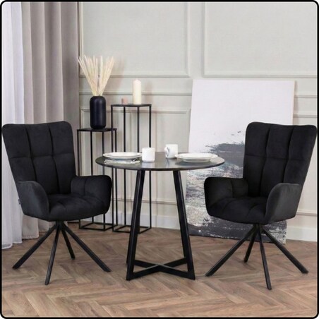 Krzesło tapicerowane obrotowe 180 do salonu jadalni nowoczesne welurowe czarny