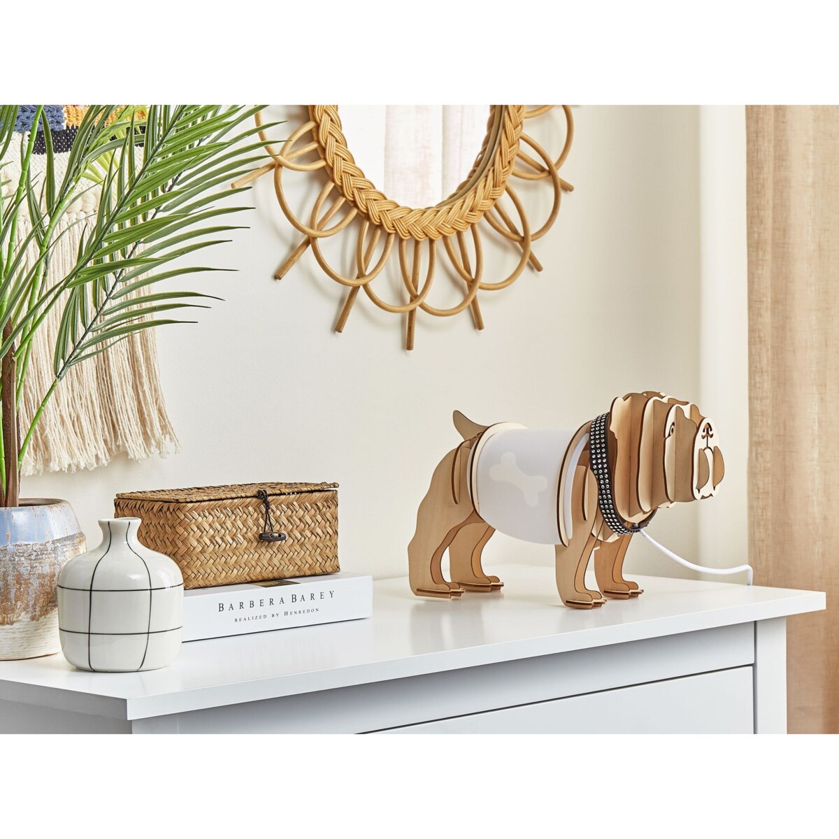 Lampa stołowa pies jasne drewno DOUCE