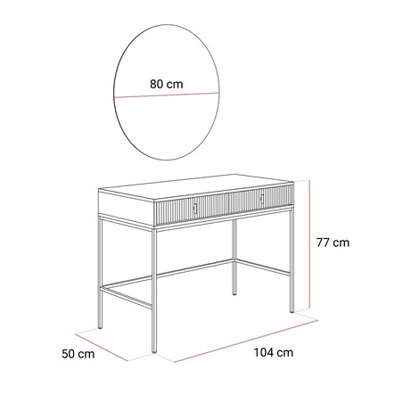 Toaletka MIDNIGHT na stelażu z lustrem i oświetleniem LED, kaszmir