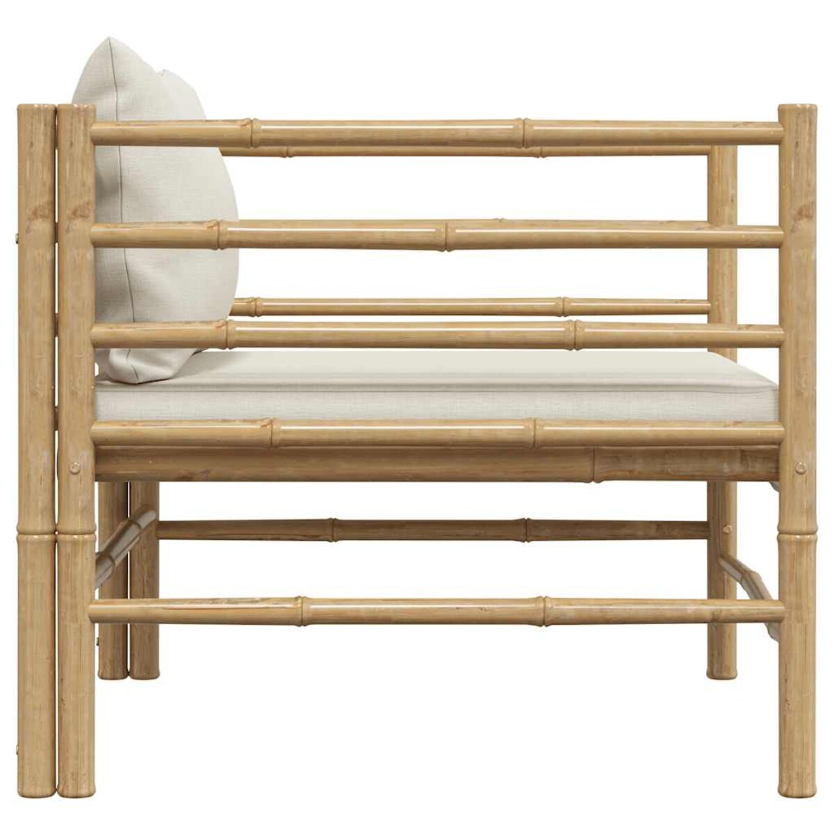 vidaXL Sofa ogrodowa, śmietankowe poduszki, bambus