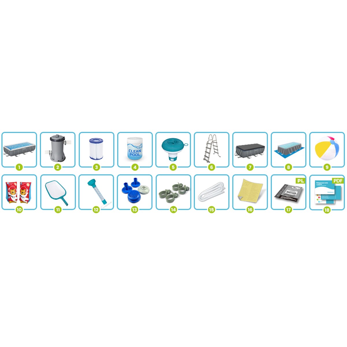 Basen ogrodowy stelażowy 404x201x100 cm BESTWAY zestaw 17w1