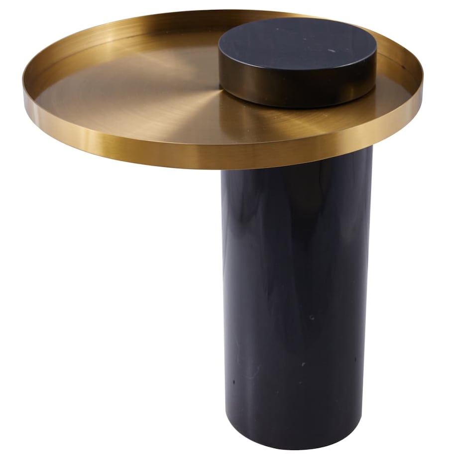 Industrialny stolik kawowy COLUMN DP-FA1 black gold Step marmur stal czarny złoty, Step Into Design