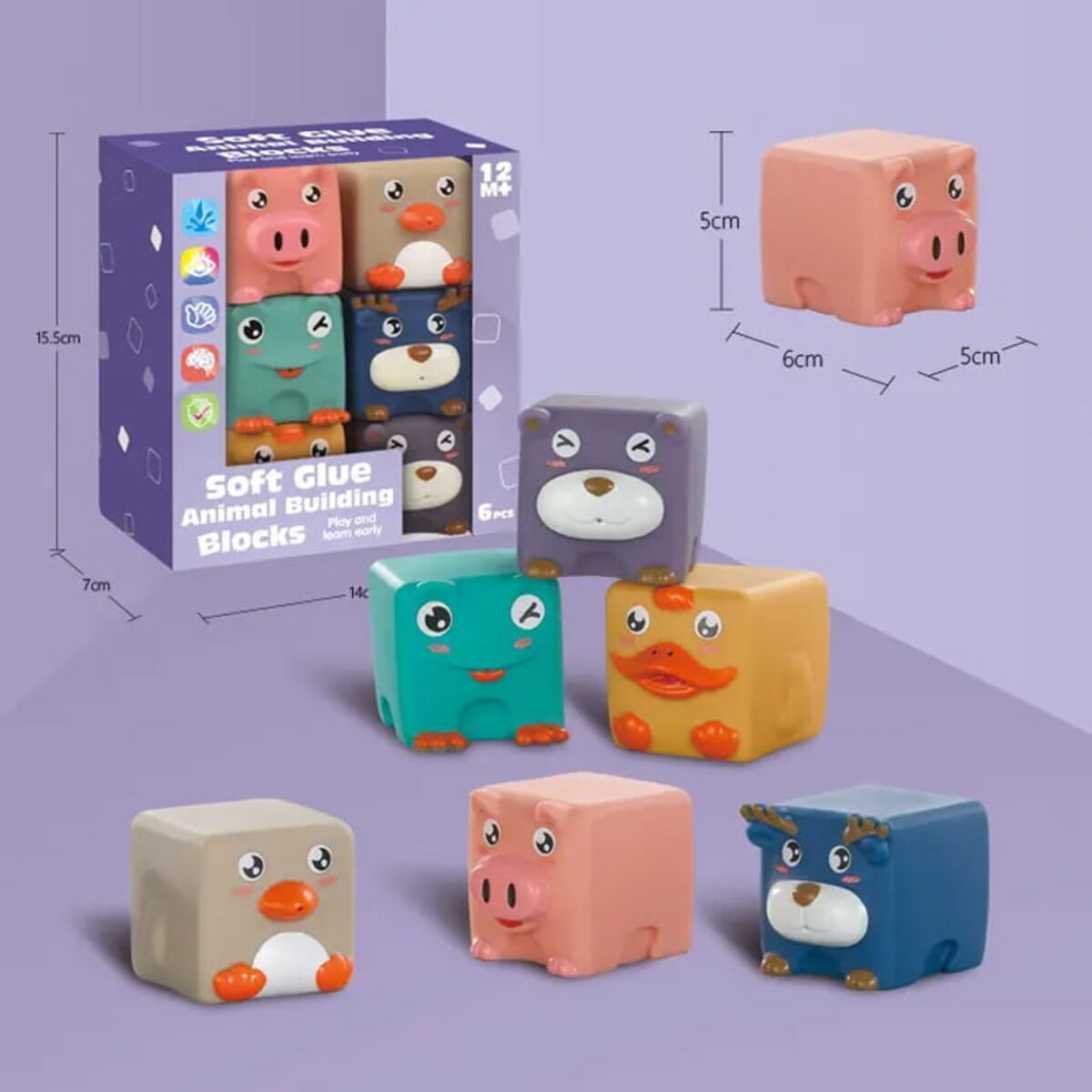 Zwierzątka domowe - miękkie klocki sensoryczne 6 szt