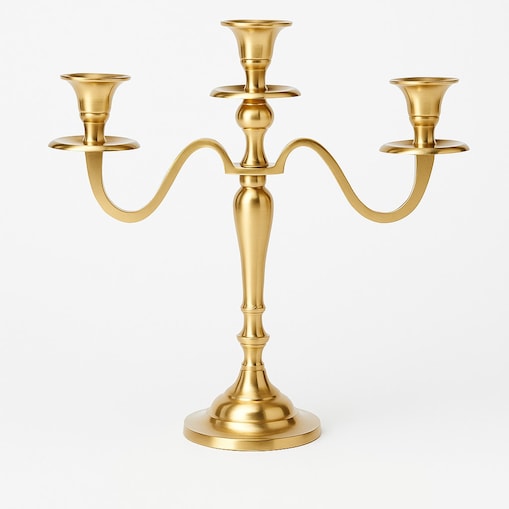 Świecznik trójramienny, złoty, 30 cm