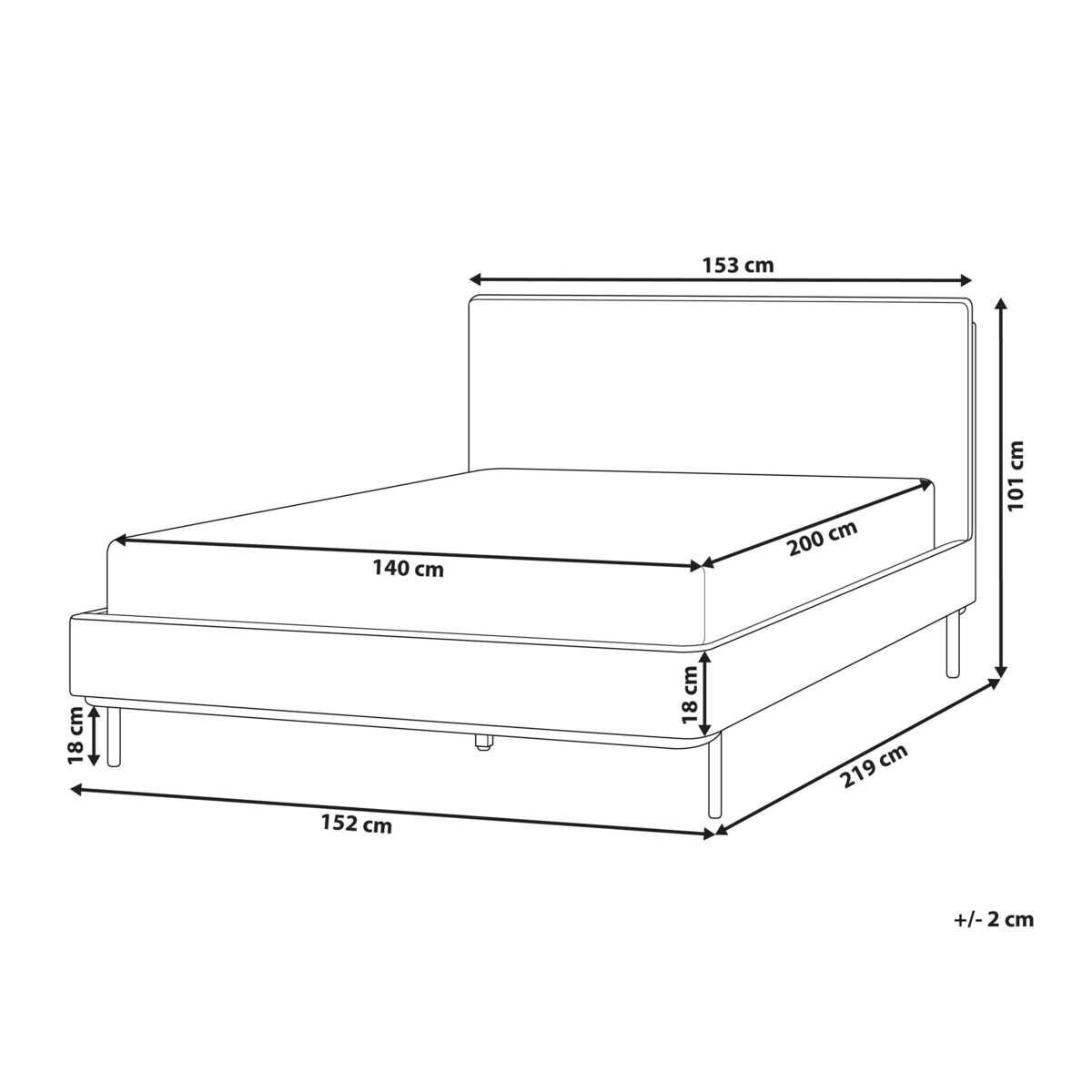 Łóżko tapicerowane 140 x 200 cm beżowe CORIO