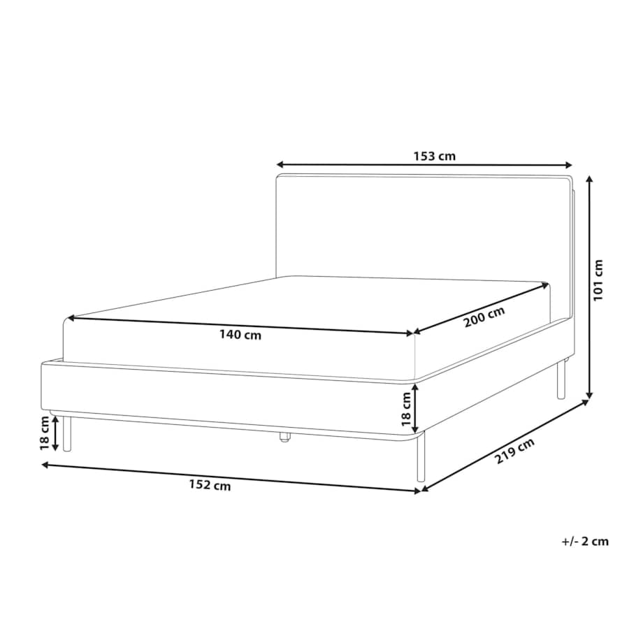 Łóżko tapicerowane 140 x 200 cm beżowe CORIO