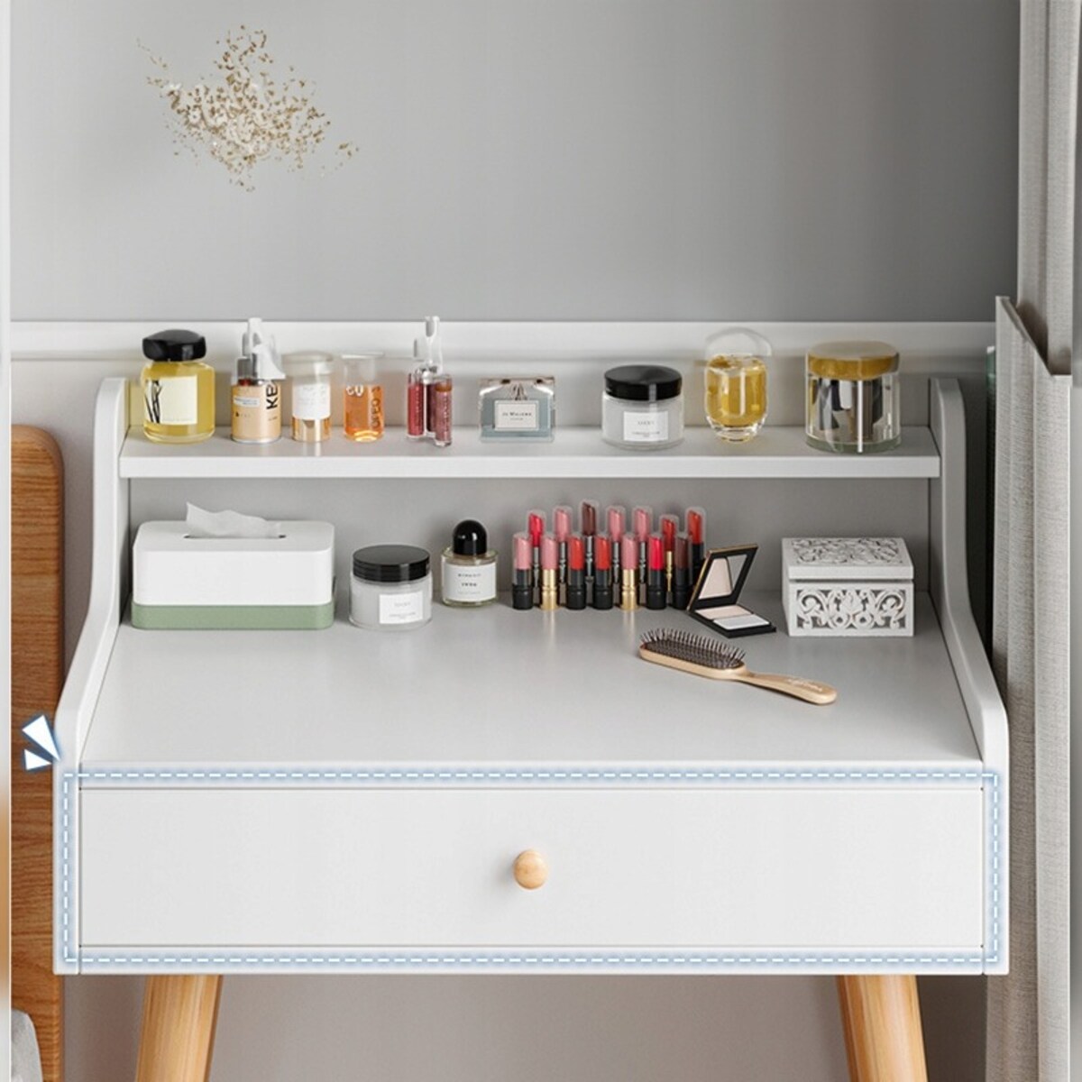 Toaletka kosmetyczna z lustrem biała nowoczesna loft