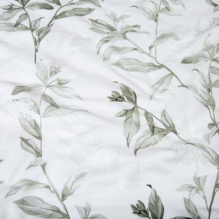 Pościel bawełniana 160x200 Verdea w zielone liście i kwiaty, Cottonlove