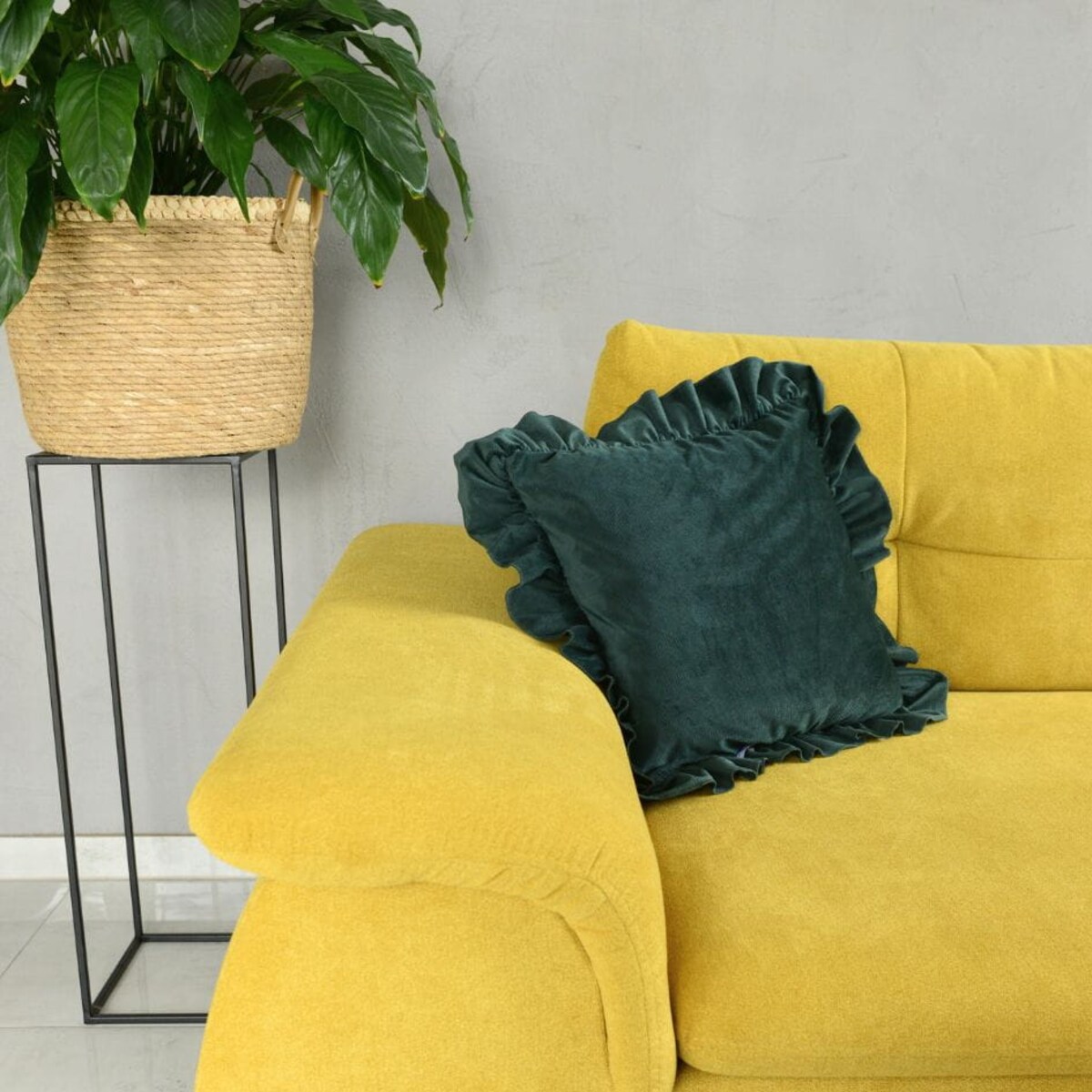 Poszewka Pościel Na Poduszkę Jasiek Z Falbanką 40X40 Butelkowa Zieleń