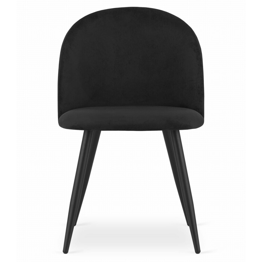 Krzesło Do Jadalni Kuchni Salonu Bello - Aksamit Czarne / Nogi Czarne X 3