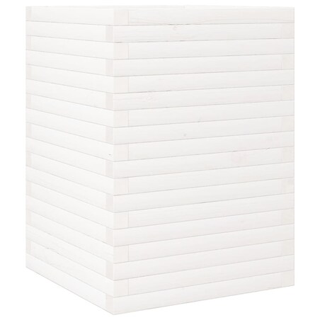 vidaXL Donica ogrodowa, biała, 50x50x68,5 cm, lite drewno sosnowe