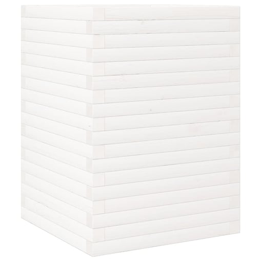 vidaXL Donica ogrodowa, biała, 50x50x68,5 cm, lite drewno sosnowe