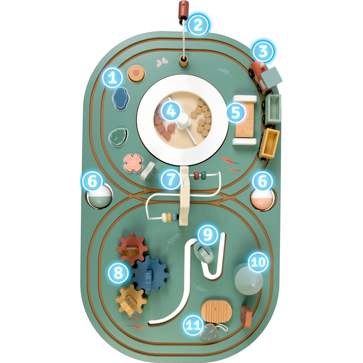 Stolik edukacyjny drewniany interaktywny dla dzieci kolejka Nukido