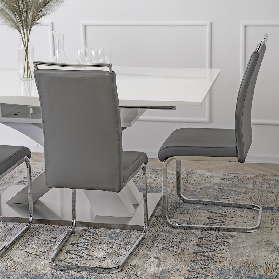 Krzesło Tapicerowane Jadalni Kuchni Salonu Na Płozach Szare Ekoskóra LOCA