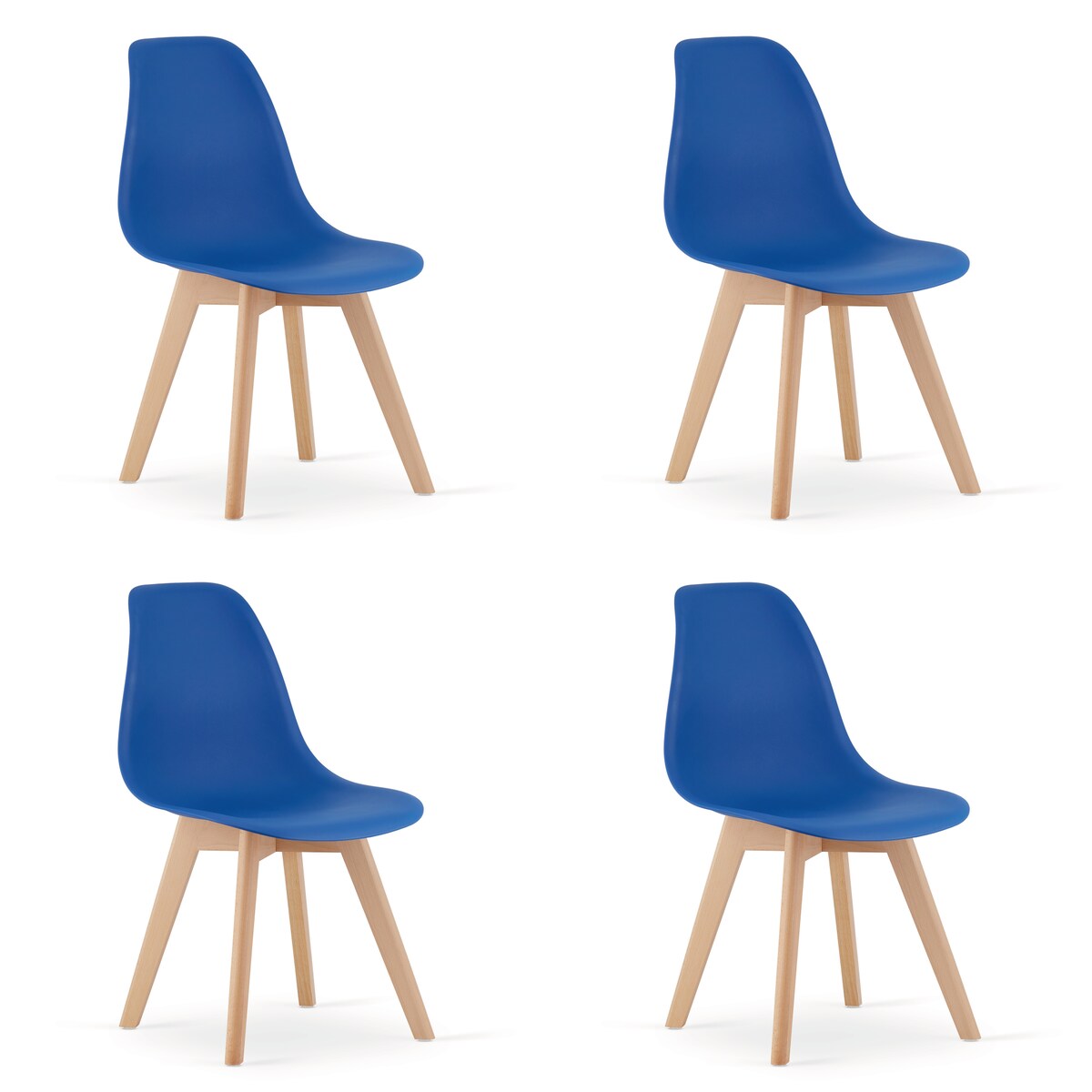 Krzesło do jadalni Kito Niebieskie, Nogi Naturalne 4 szt.