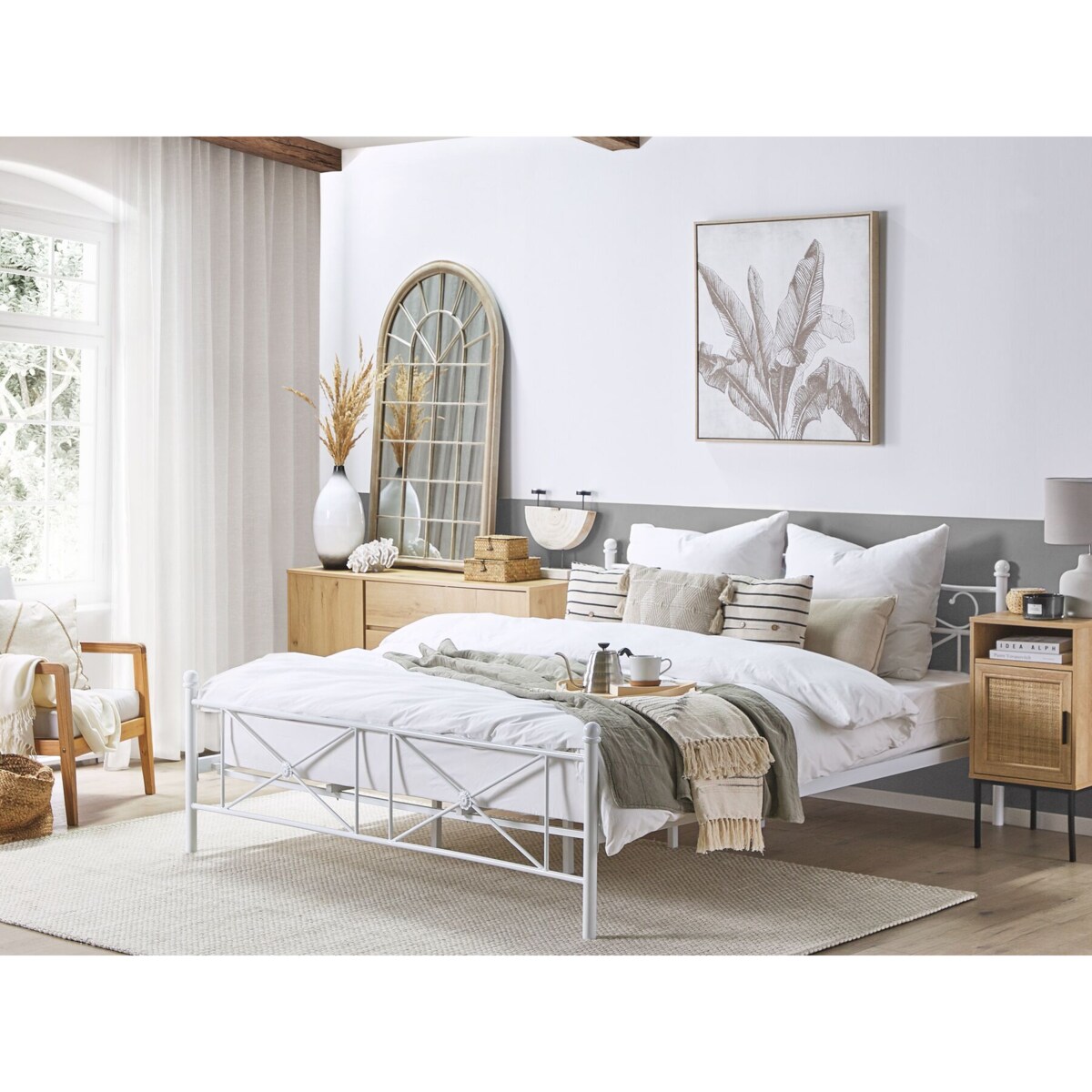 Łóżko metalowe 180 x 200 cm białe RODEZ