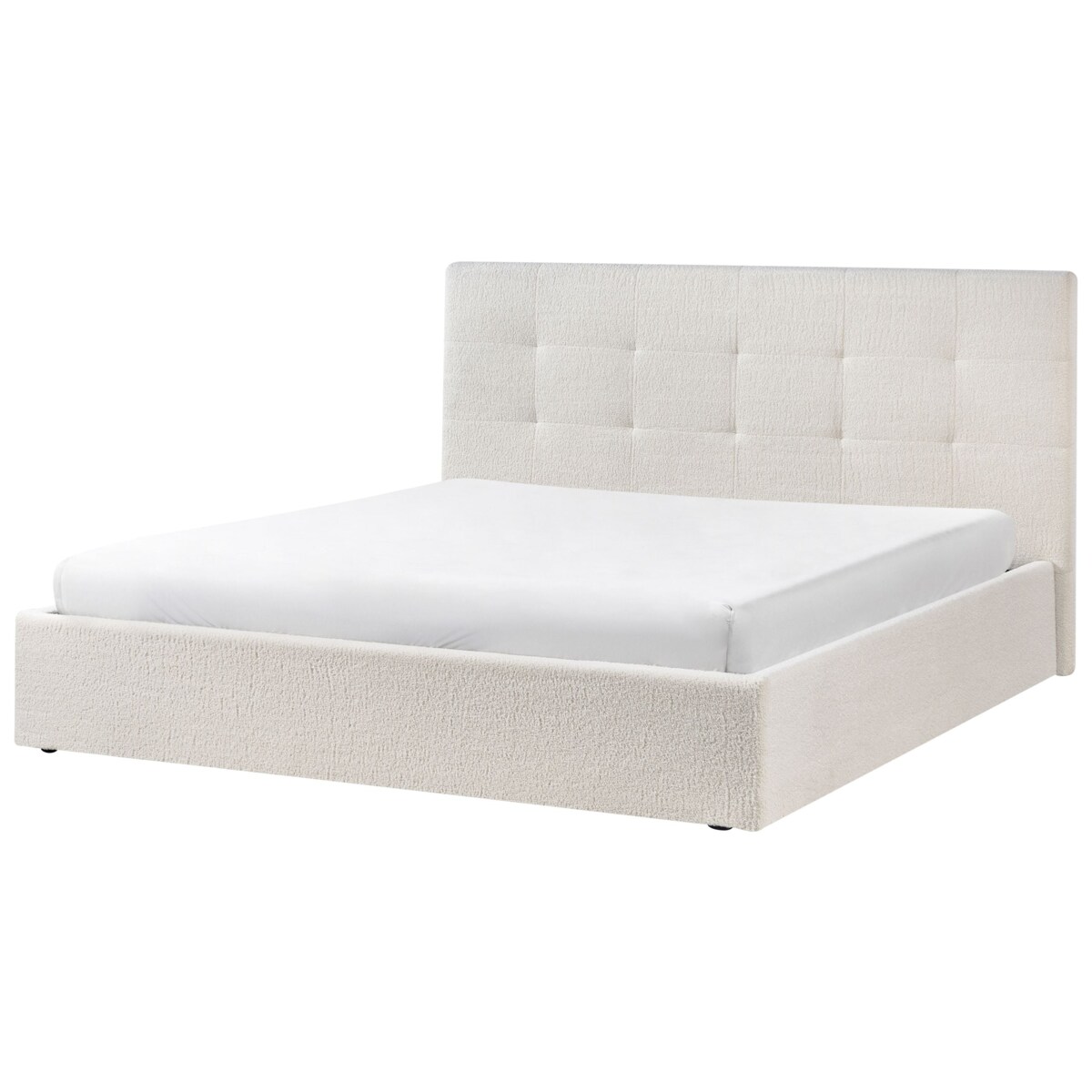 Łóżko z pojemnikiem Boucle LORIENT 180 x 200 cm Złamana biel