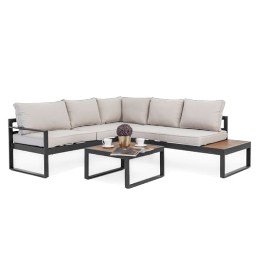 MEBLE OGRODOWE ALUMINIOWE NAROŻNIK NICEA BEŻOWO GRAFITOWA PRAWA