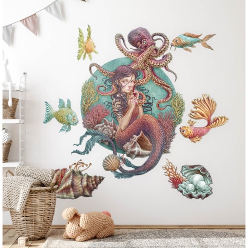 Zestaw naklejek na ścianę, Podwodne syreny, 100cm