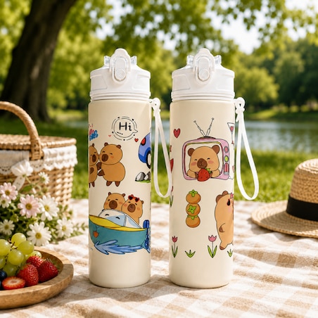 Butelka na wodę, bidon z rurką i ustnikiem 800ml KAPIBARA BD66