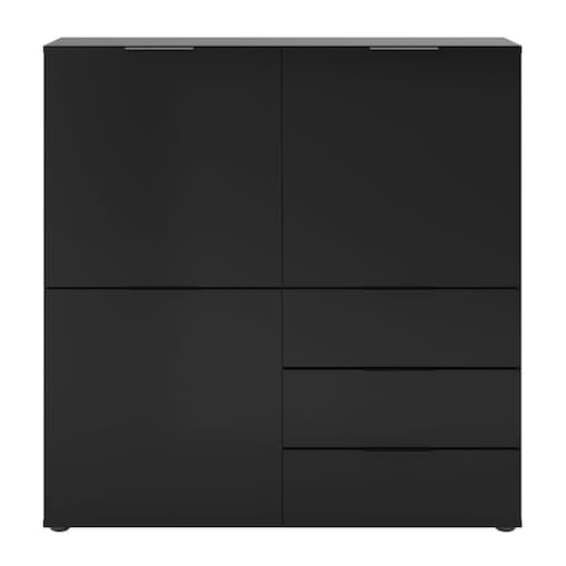 FMD Komoda z 3 drzwiczek i 3 szufladami, czarna