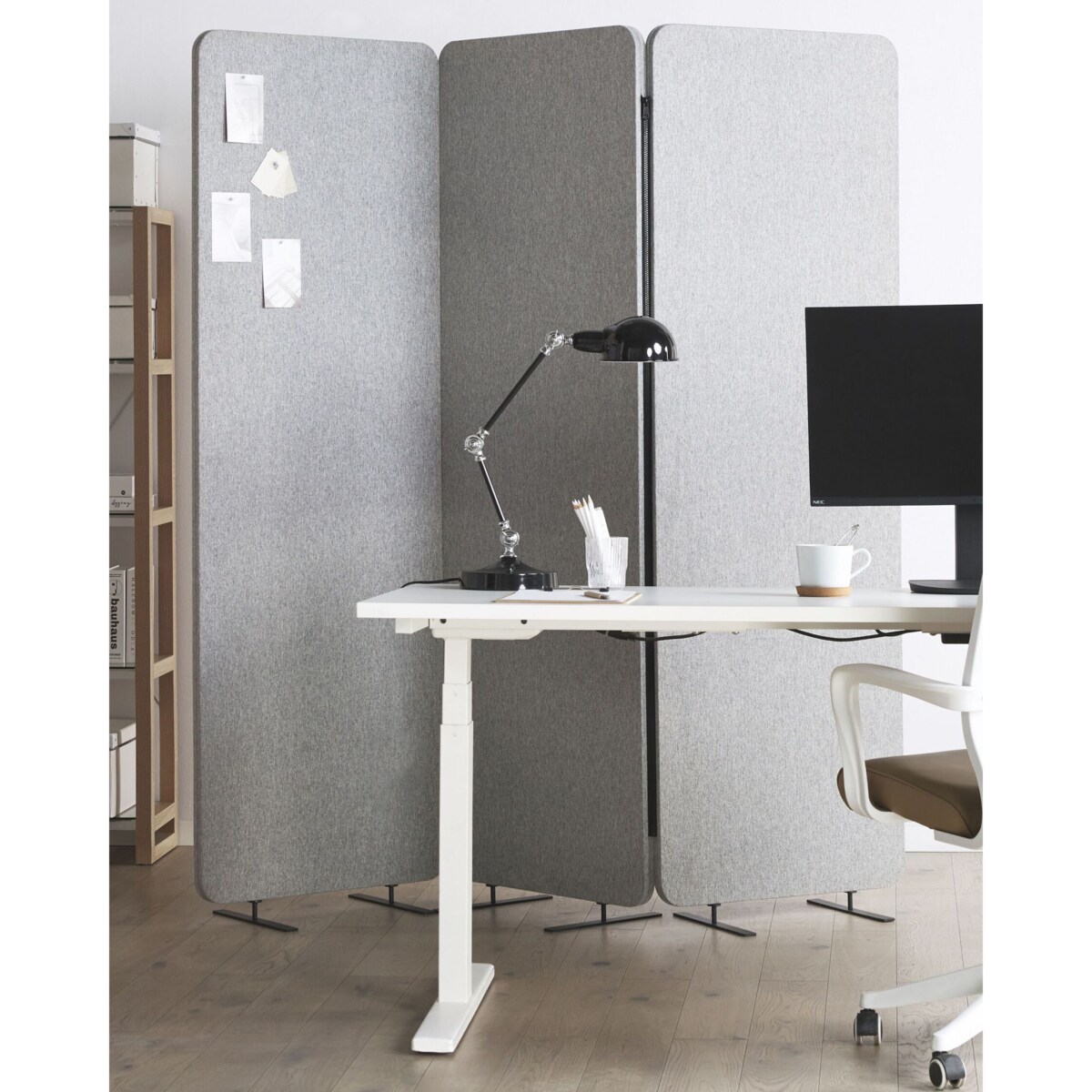 Przegroda biurkowa 184 x 184 cm Jasnoszary STANDI