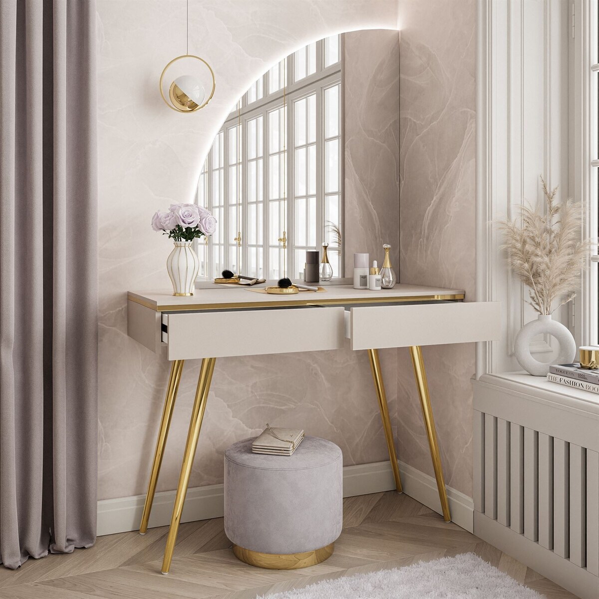 Toaletka AURORA-SQ kaszmir z lustrem lewym