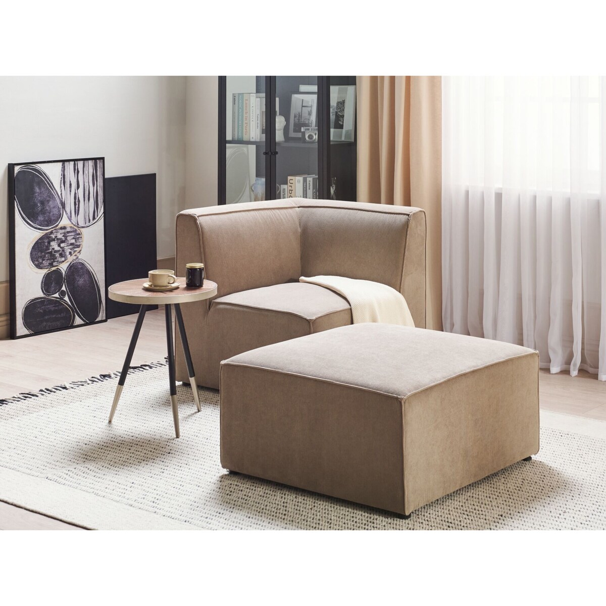 Otomana sztruksowa beżowoszara LEMVIG