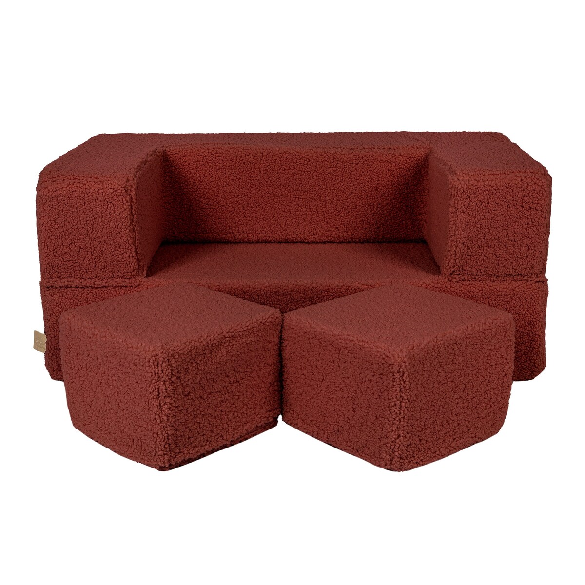 Piankowa Sofa Kostka dla Dzieci - Sofa do Pokoju Dziecięcego, Bearly, Brązowa