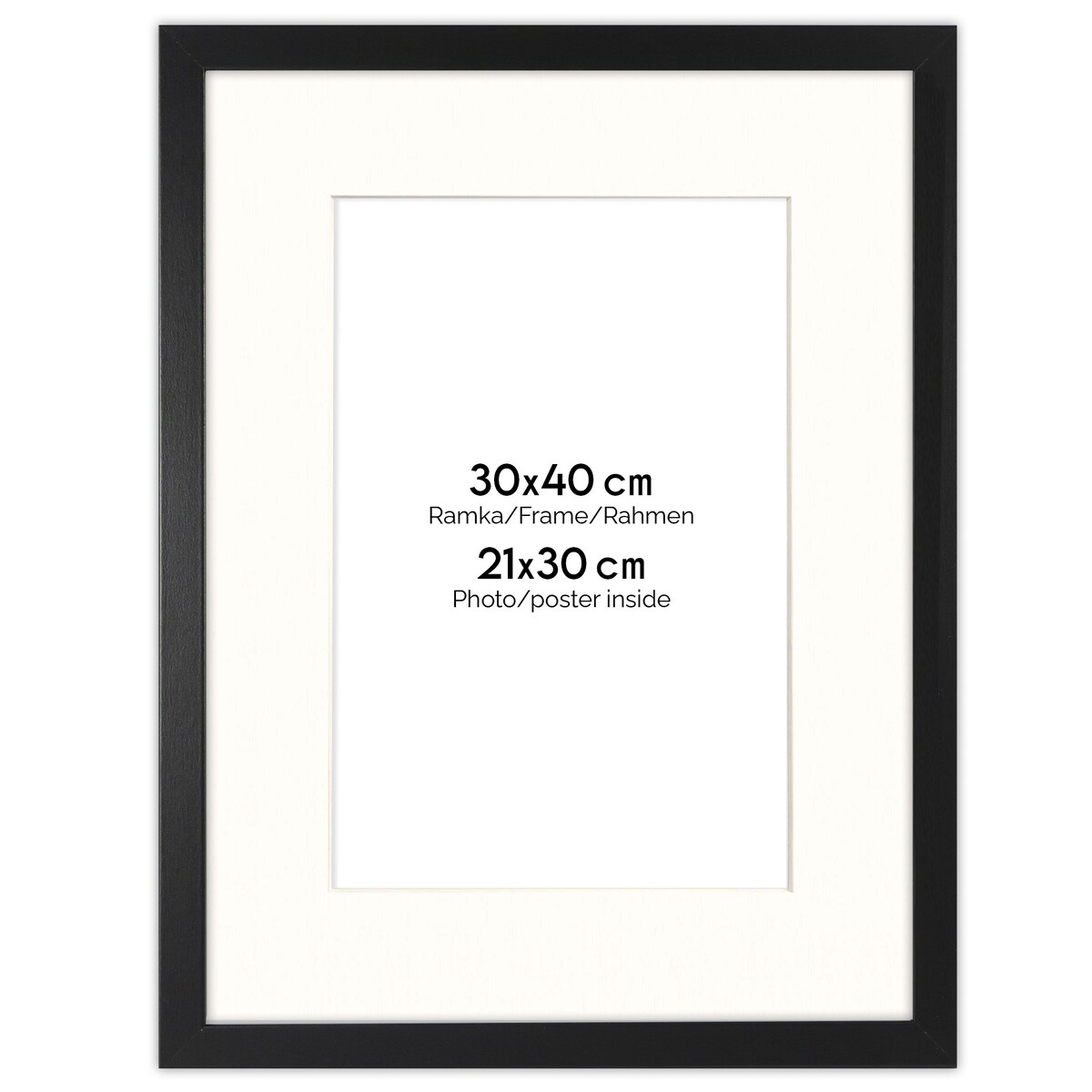 Ramka na zdjęcia z passe partout czarna ramka 30x40 cm z okienkiem passe partout na zdjęcie 21x30 cm FRAMAI