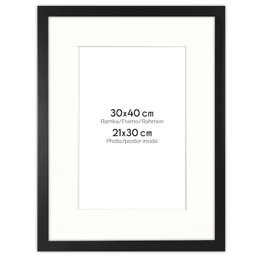 Ramka na zdjęcia z passe partout czarna ramka 30x40 cm z okienkiem passe partout na zdjęcie 21x30 cm FRAMAI