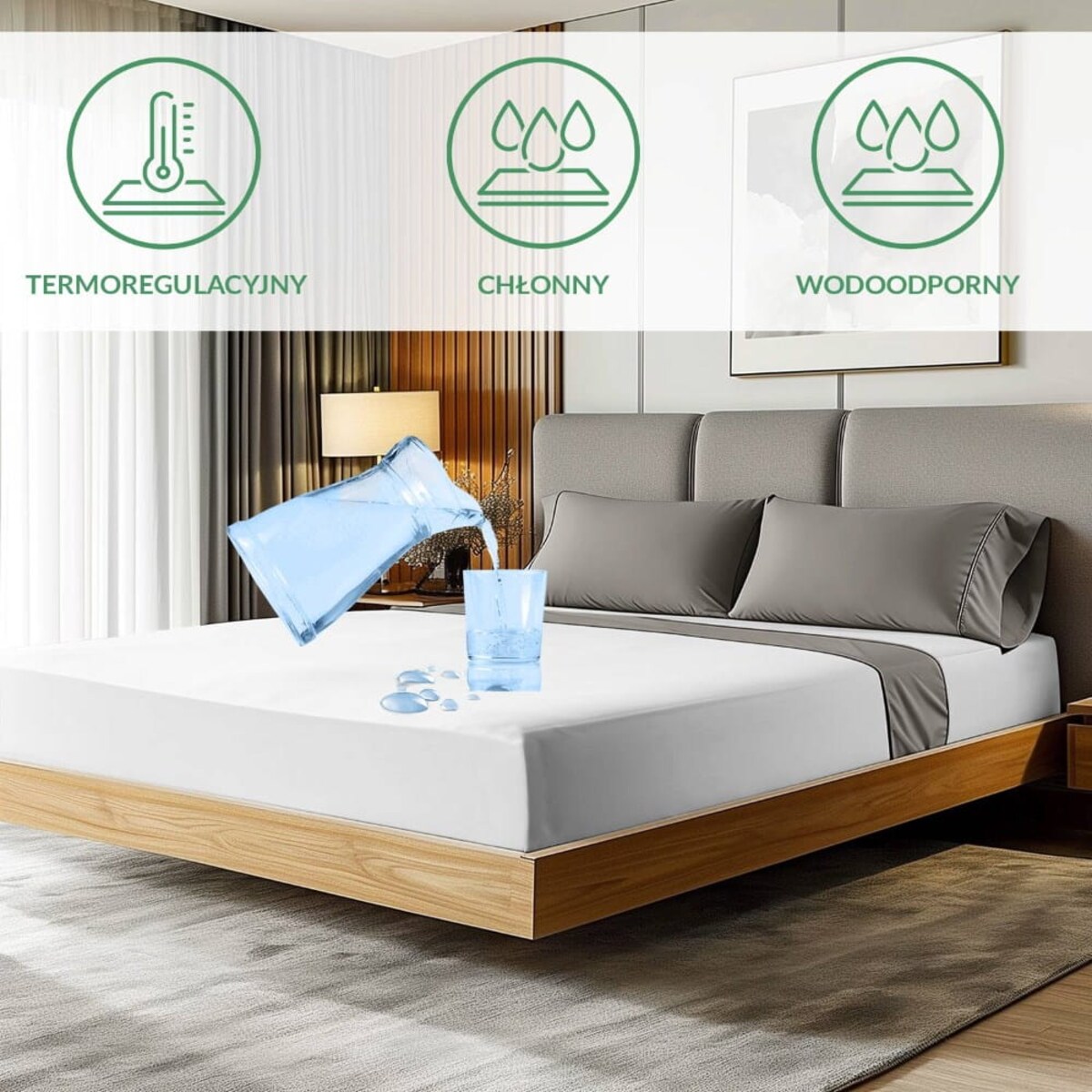 Prześcieradło ochronne wodoodporne z gumką 2w1, rozmiar 200x220 SMARTCEL kolor biały