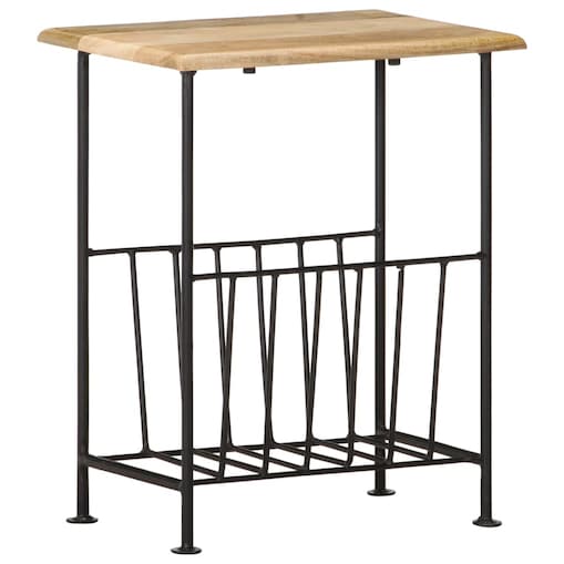 vidaXL Stojak na gazety, 40x30x50 cm, lite drewno mango i stal