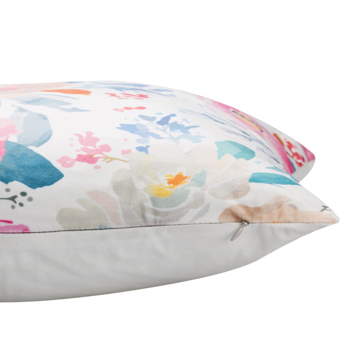 Poszewka dekoracyjna 43x43 biała w pastelowe kwiaty