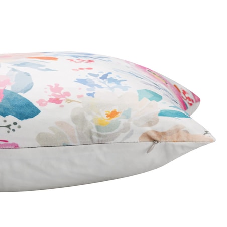 Poszewka dekoracyjna 43x43 biała w pastelowe kwiaty
