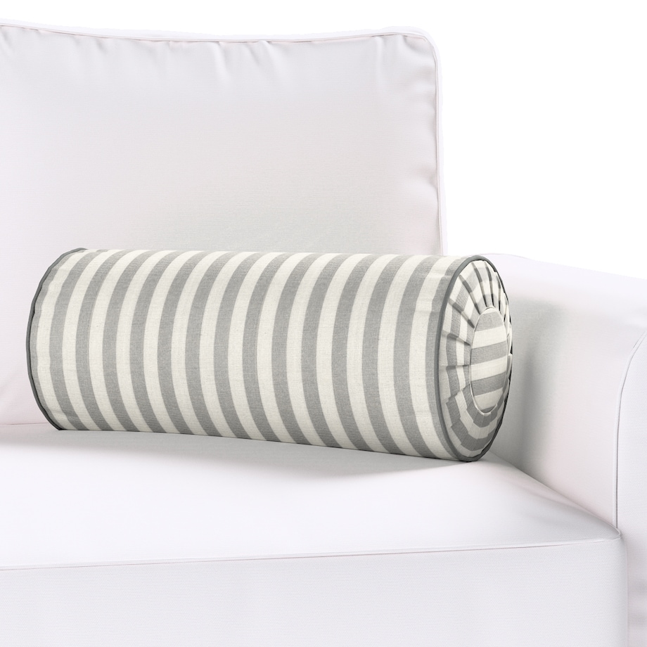Poduszka wałek z zakładkami, szaro-białe pasy (1,5cm), Ø20 x 50 cm, Quadro