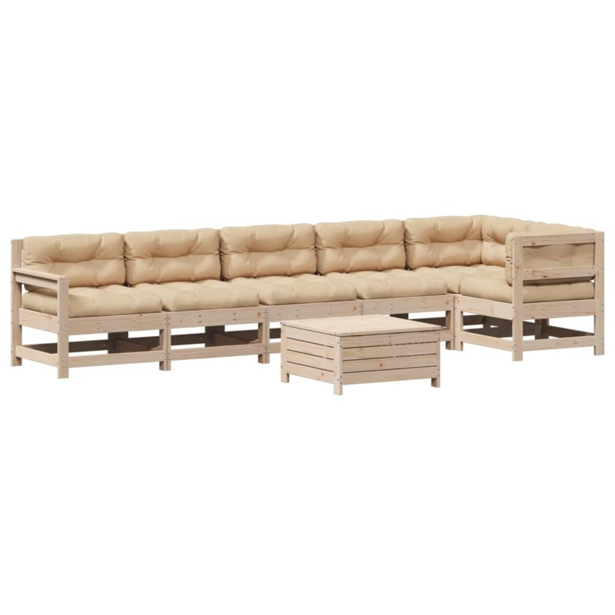 vidaXL 7-cz. zestaw mebli ogrodowych z poduszkami, lite drewno sosnowe