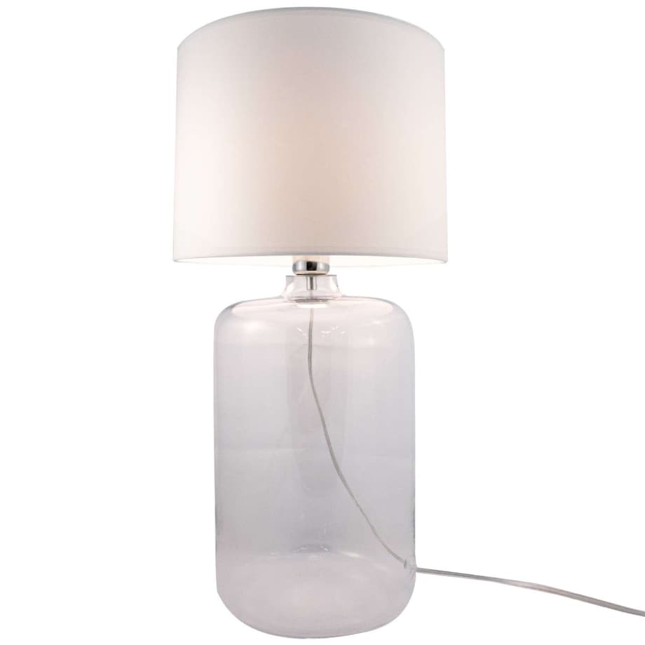 Stojąca LAMPKA nocna AMARSA 5506WH Zumaline szklana LAMPA stołowa biała przezroczysta