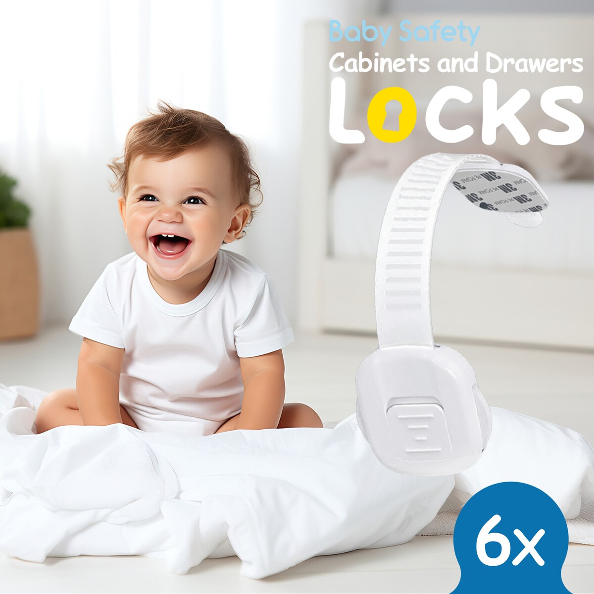 zabezpieczenia szaf i szuflad z podwójnym przyciskiem i regulacją, sipo, zestaw 6 sztuk
