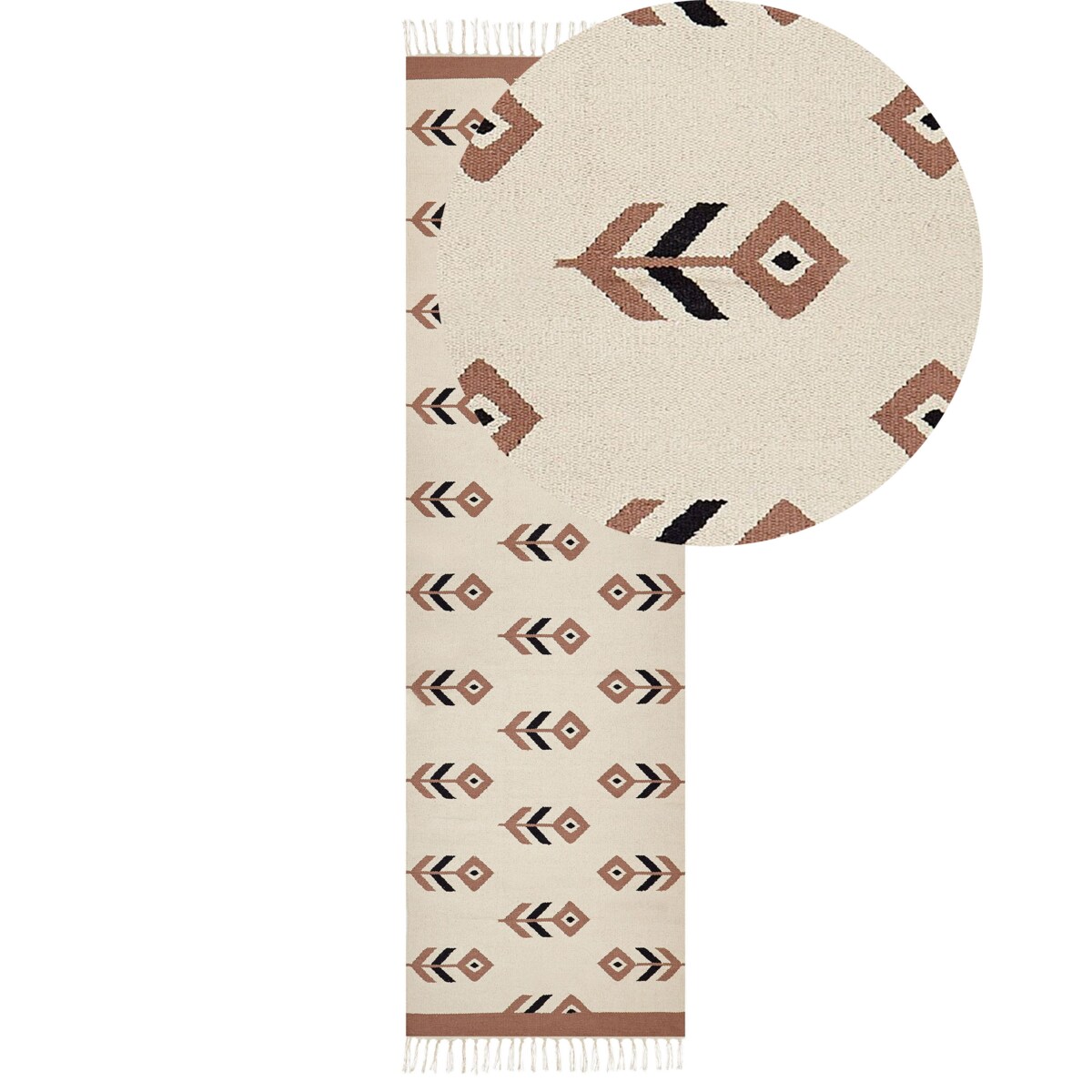 Dywan bawełniany kilim 80 x 300 cm beżowo-czarny NIAVAN