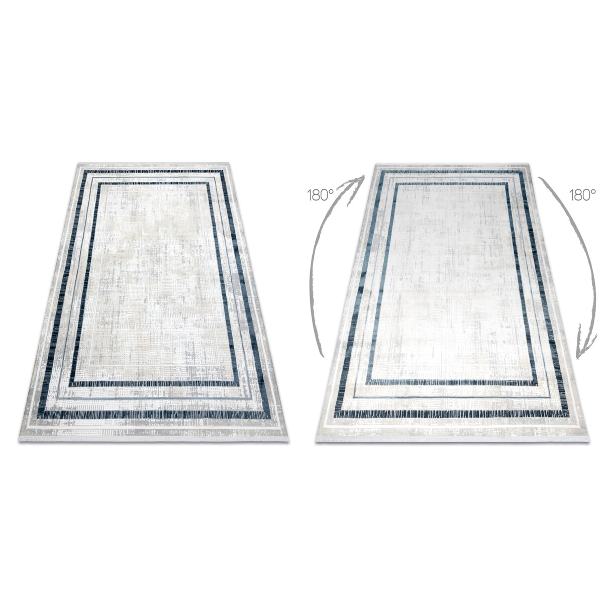 Dywan DUKE 51523 krem / niebieski - Ramka, 160x220 cm