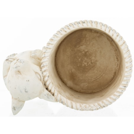 Osłonka na doniczkę - 17x24x16 cm królik i jego beżowy koszyk