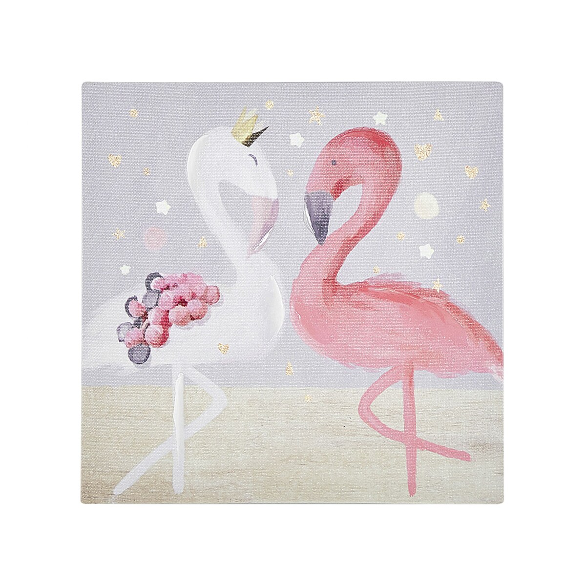 Zestaw 3 obrazów na płótnie zwierzęta 30 x 30 cm szaro-różowy TIMIA