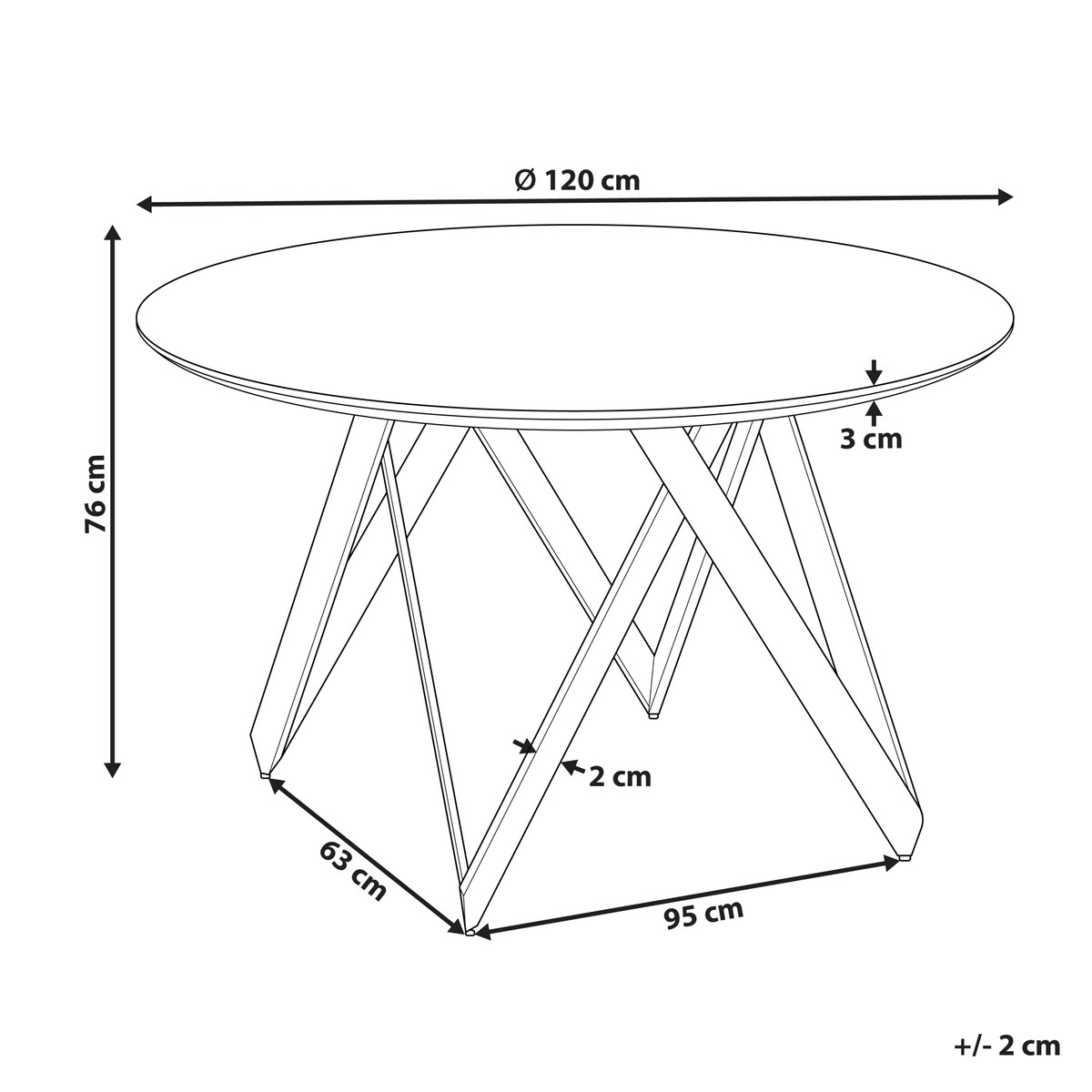 Stół do jadalni OXHILL Czarny 120 cm 120 cm