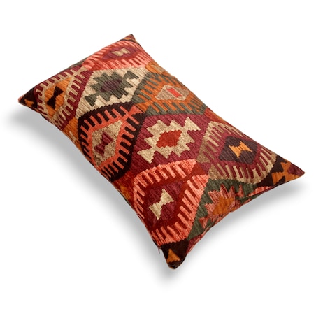 Czerwona poduszka welurowa Aztek Boho 30x50 cm