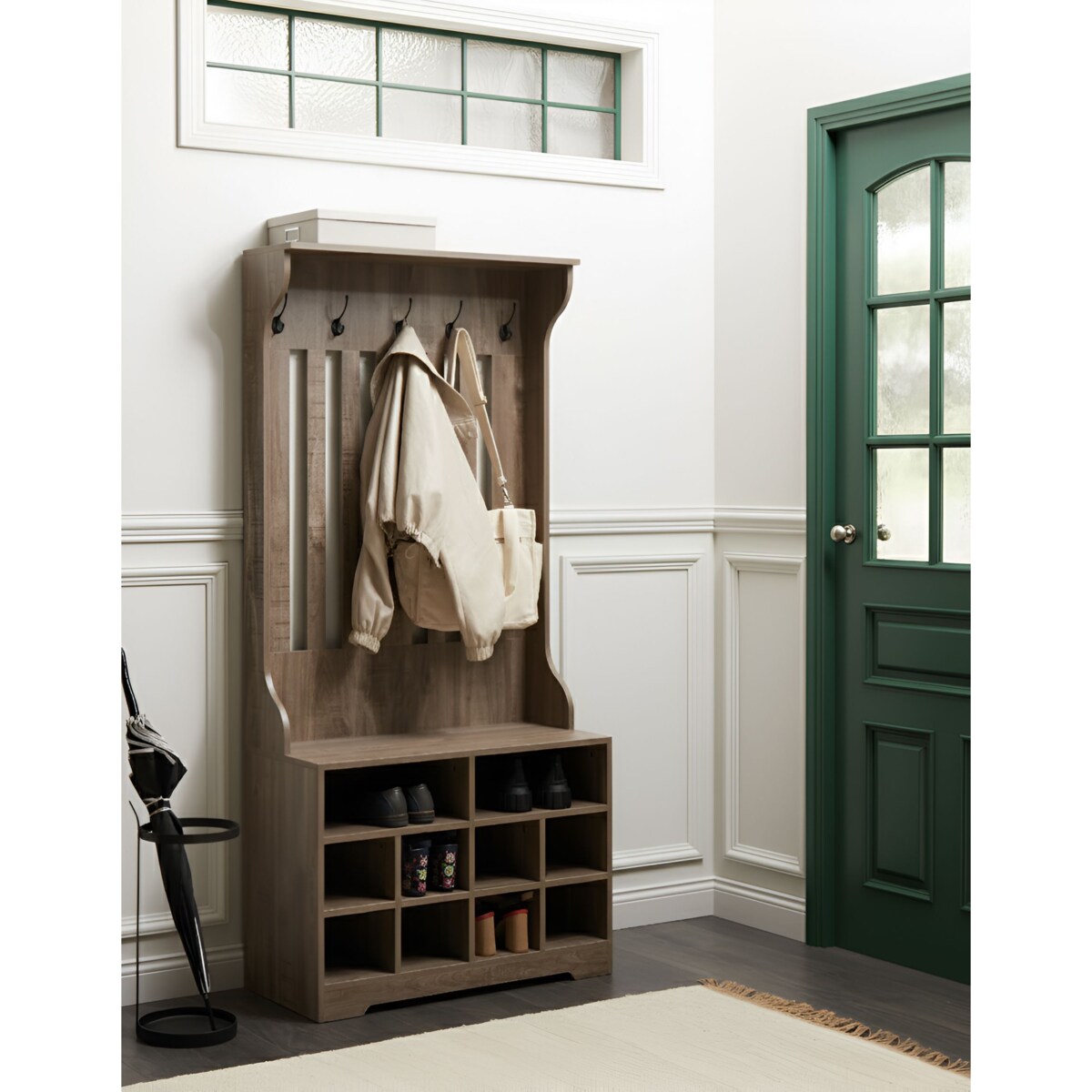 Szafka na buty z wieszakiem DENILIQUIM Ciemnobrązowy