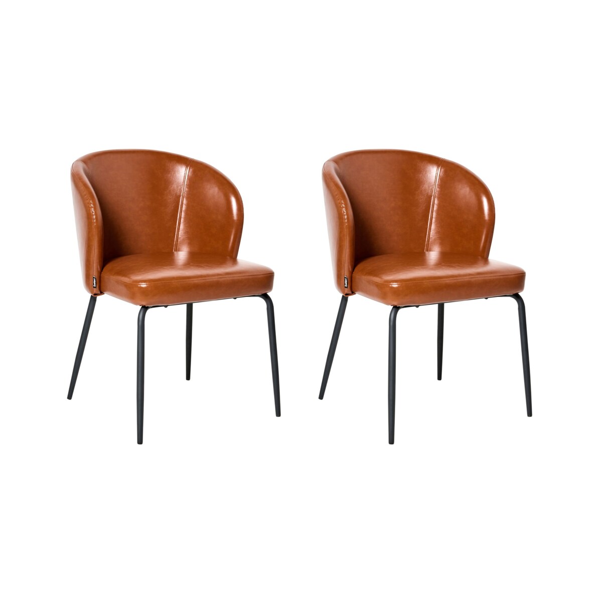 Zestaw 2 krzeseł do jadalni ZANA Ekoskóra Złoty brąz